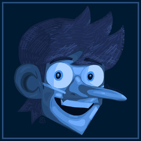 A head shot of my character, Skippy