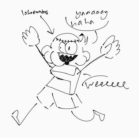 A doodle of my persona, Creetura, after a lobotomy. yaaayy weeeee!!!!! haha